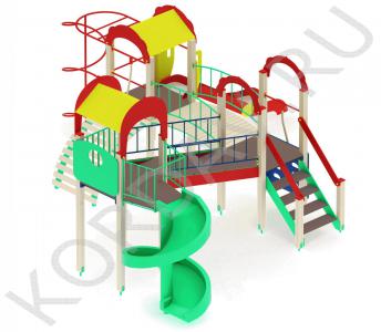 Детский игровой комплекс с винтовой горкой и гимнастическими элементами ПДИ 2.22 (1)